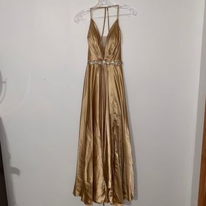 Gold Satin prom/ ball gown
